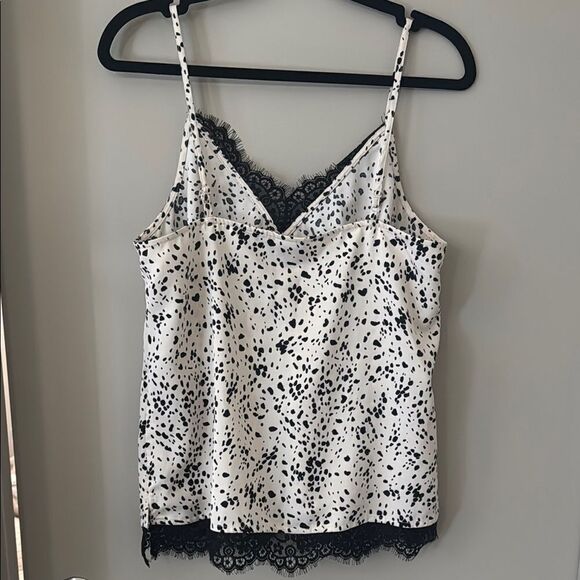 A New Day Black and White Spotted Women's Cami with Lace Trim - Picture 3 of 6